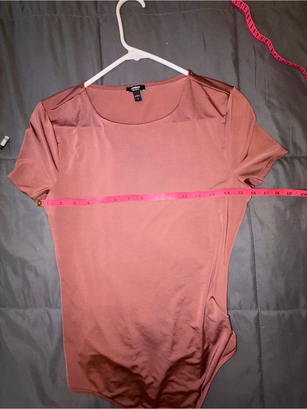 Express Body Contour Mauve Brown Scoop Neck Short Sleeve Bodysuit M - Picture 6 of 7